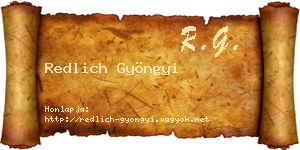 Redlich Gyöngyi névjegykártya